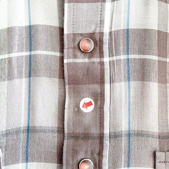 Levi's Men's Western Collared Shirt Snap Up Plaid Long Sleeve Brown Small - Picture 8 of 9
